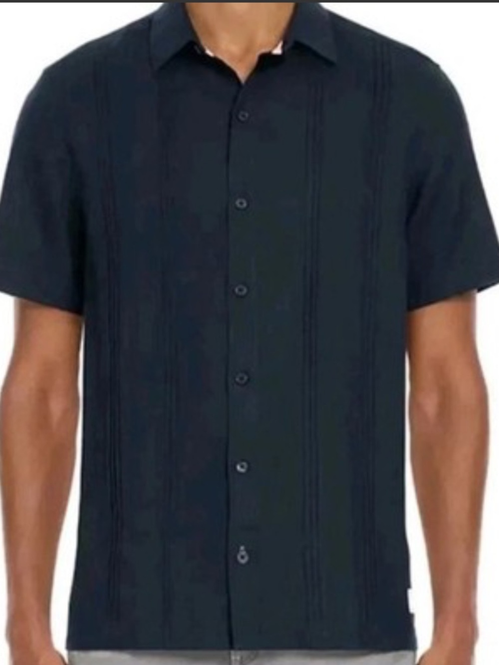 Scotch & Solda Dark Navy Linen Blend Men's Short Sleeve Casual Shirt M